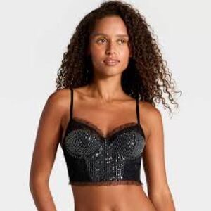 Wild Fable Women's Sequin Lace Corset S